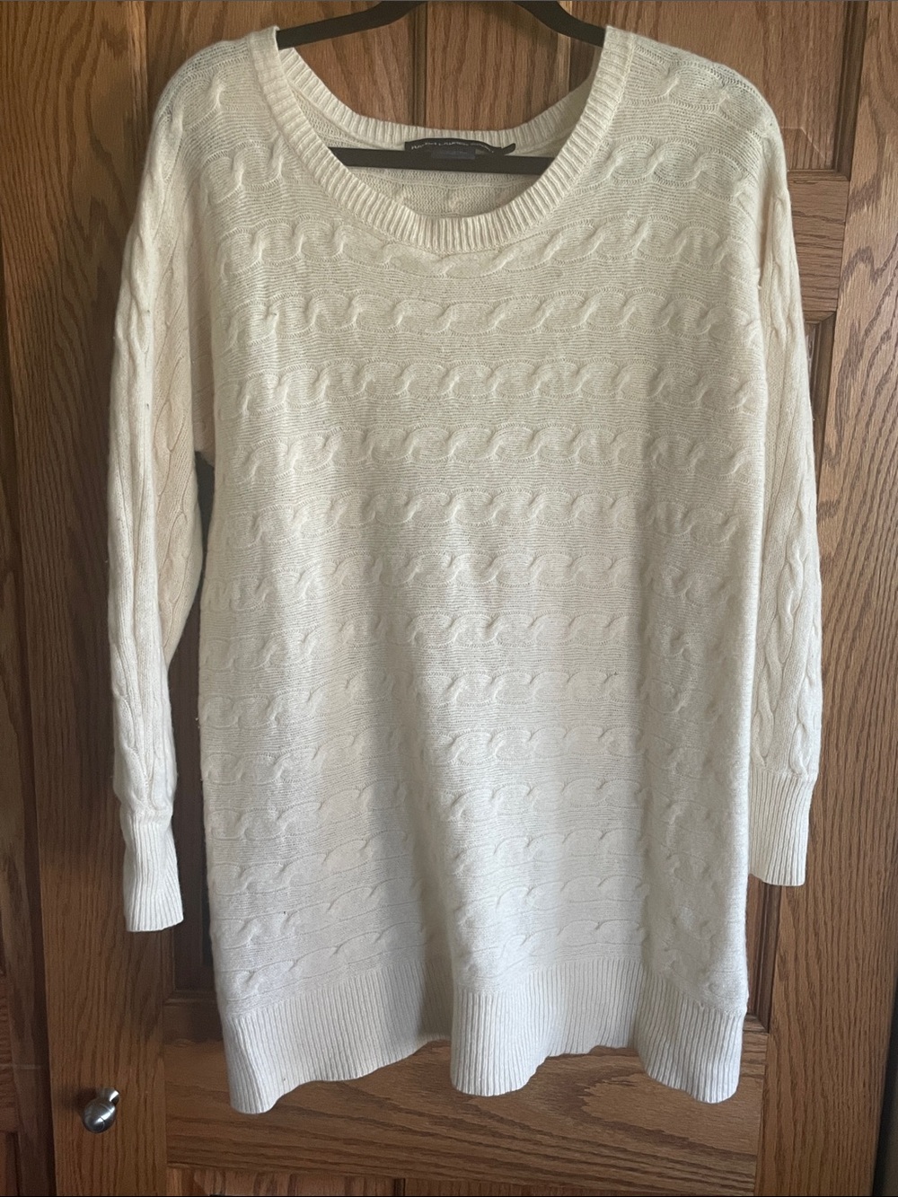 Ralph Lauren Cream Cable Knit Women's Wool/Rabbit Sweater - Classic Crewneck
